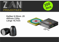 ZAN Slugs Kal.25 6,35mm 41Grain Huben GK1 Projektile Geschosse